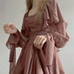 A Line Square Neck Chiffon Long Prom Gown Evening Dress    fg7394