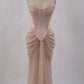 Pink vintage elegant beaded chiffon evening dress    fg7371