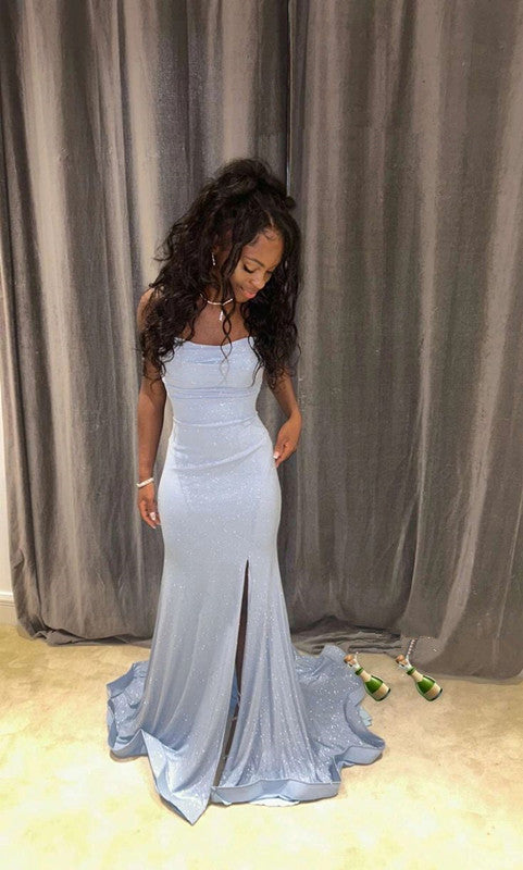 Light Blue Mermaid Long Prom Dress Elegant Evening Party Dress fg7315 – formalgowns