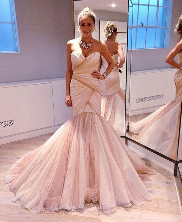 Modest Mermaid Strapless Long Prom Dresses Formal Graduation Party Dress Evening Dress main image 1