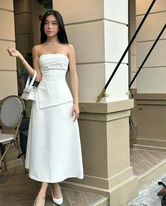 Robe de bal blanche bustier, élégante robe de soirée fg7323