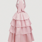 Elegant Formal Sleeveless Satin Evening Dress Pink      fg4400
