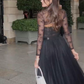Black Evening Dress Elegant Lace Party Dress    fg7313