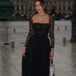 Black Evening Dress Elegant Lace Party Dress    fg7313