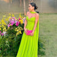 Robe de bal simple en mousseline de soie vert vif, robe de soirée longue et formelle fg6259