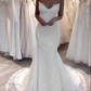 Mermaid V Neck Lace Long Wedding Dresses, Elegant Wedding Dress        fg7180