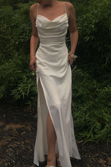 Simple Long Prom Dresses with High Slit,Evening Party Dresses     fg1421