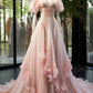 A Line Pink Chiffon Prom Dress Long Evening Dress     fg7189