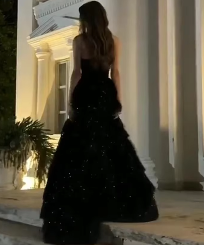 Multi-layer Shiny Elegant Dresses for Women,Luxury Party Dress,Black P – formalgowns