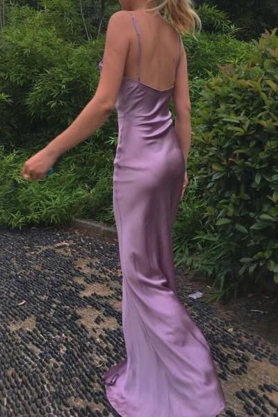 Simple Long Prom Dresses with High Slit,Evening Party Dresses     fg1421