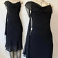 Schwarzes Chiffon-Ballkleid, Partykleid, neues formelles Kleid, fg7056