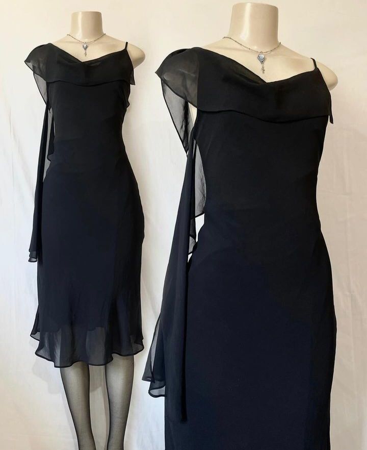 Schwarzes Chiffon-Ballkleid, Partykleid, neues formelles Kleid, fg7056