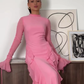 Robe longue décontractée en mousseline à volants pour femme, tenue de soirée fg7442