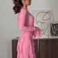 Robe longue décontractée en mousseline à volants pour femme, tenue de soirée fg7442
