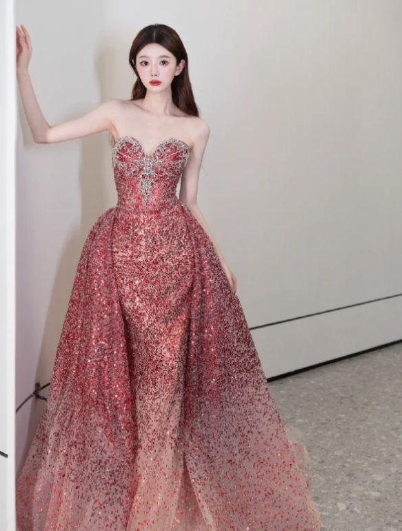 Buntes Meerjungfrau-Partykleid mit Pailletten und langen Abschlusskleidern fg8362