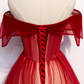 Burgundy Off Shoulder Tulle Long Prom Dress, Burgundy Formal Dress       fg5699