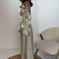 Robe de bal gris argenté, élégante robe de soirée moderne à lacets, manches évasées et col en V, fg6554