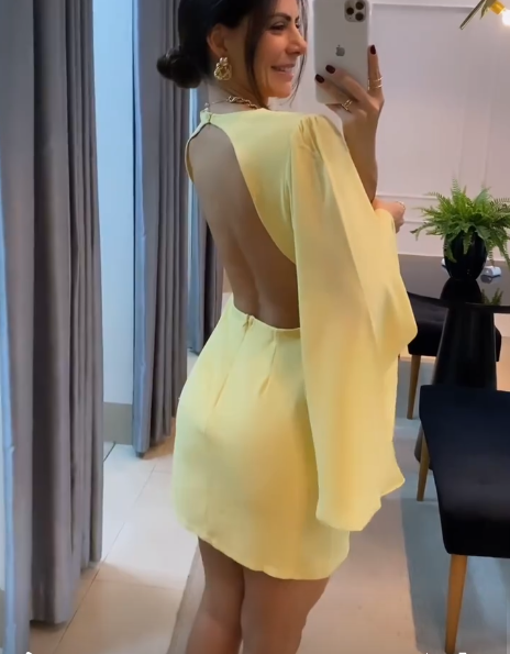 Yellow Long Sleeves Simple Short Formal Dress fg6208 formalgowns Yellow Long Sleeves Simple Short Formal Dress fg6208 formalgowns