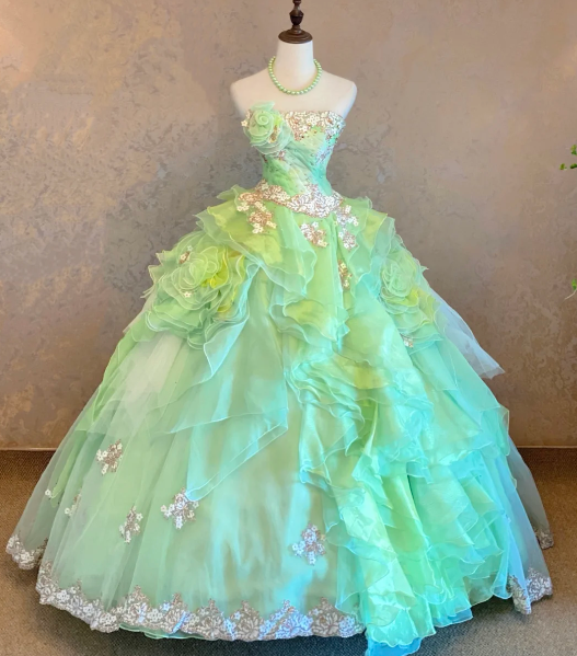 Ball Gown Green Prom Dress Sweet 16 Birthday Dress fg8601