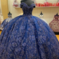 A Line Navy Blue Off The Shoulder Quinceanera Dresses Sweet 16 Dress Ball Gown      fg6897