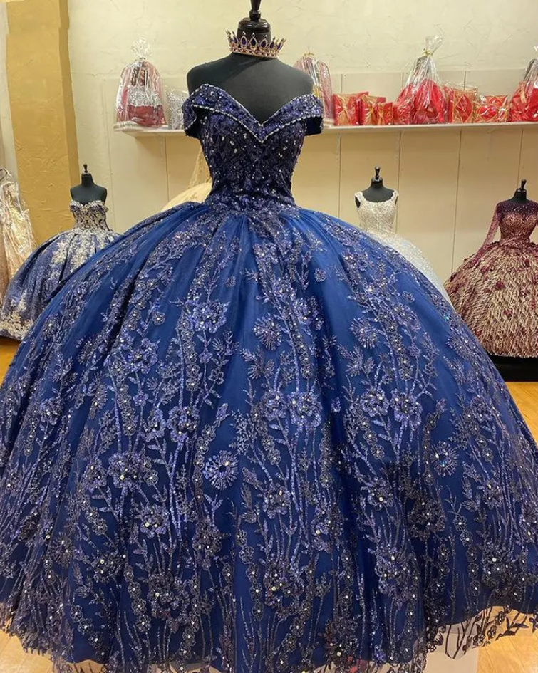 sweet 16 dresses blue Cheap Dusty Blue Quinceanera Dresses Floral Sweet 16 Princess Dresses