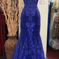 Charmantes V-Ausschnitt-Spitzen-Meerjungfrauen-Ballkleid, langes Abendkleid, fg5452