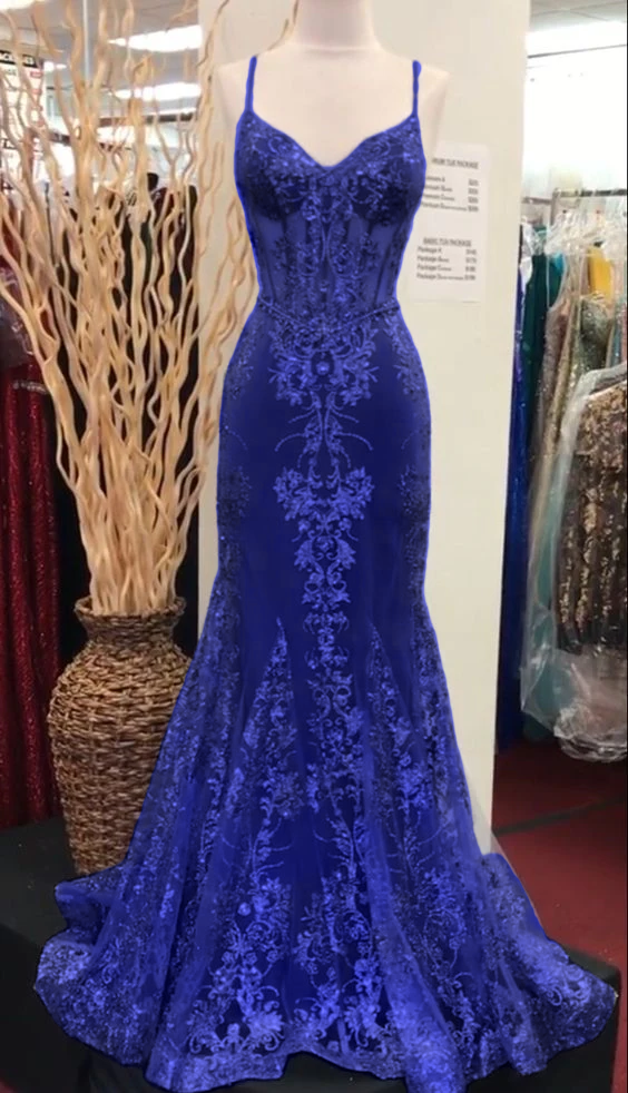 Charmantes V-Ausschnitt-Spitzen-Meerjungfrauen-Ballkleid, langes Abendkleid, fg5452