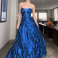 Langes grünes ärmelloses Partykleid aus Satin, formelles Kleid, fg5957