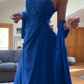 Superbe robe de bal longue rose à perles, coupe trapèze, fg7156