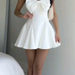 Robe de soirée courte blanche simple, coupe trapèze, robe de cocktail, robe de soirée courte, fg7917