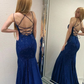 Meerjungfrau Marineblau Langes Abendkleid Abschlussball Party Abendkleider fg7683