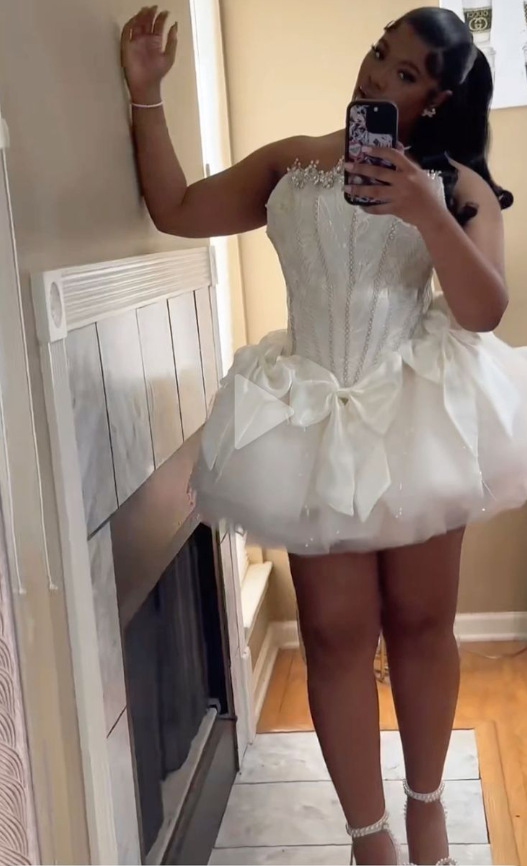 Weißes Geburtstagsoutfit Kurzes Abendkleid Cocktailkleider Kurzes Partykleid Homecomingkleid fg8021