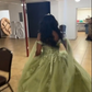 A Line Green Tulle Lace Princess Dresses Off the Shoulder Party Ball Gowns         fg6204