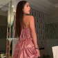 A Line High Low Pink Strapless Prom Party Dress Evening Dress   fg8092
