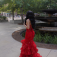 Red Mermaid Long Prom Dress Sexy Evening Party Dresses  fg7717