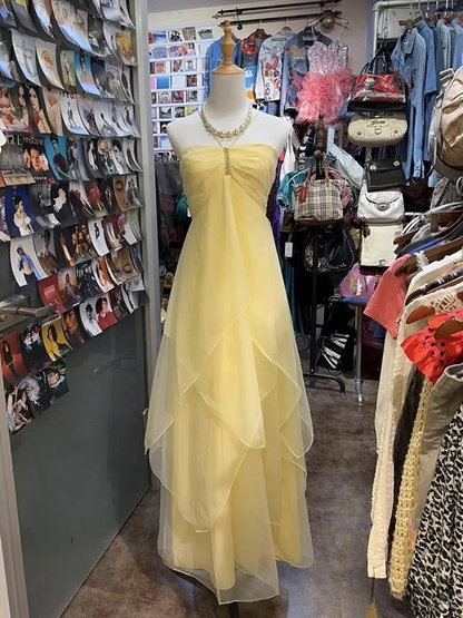 Sleeveless A-line Tulle Long Prom Dresses For Party Online   fg7645