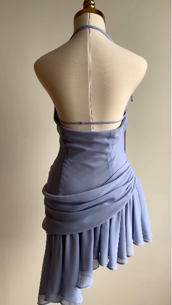 Robe de soirée simple en mousseline irrégulière fg7628