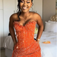 Orange Mermaid Long Prom Dress Evening Party Dresses fg7649
