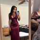 Simple Burgundy V Neck Long Party Dress Formal Prom Dress      fg6917