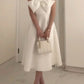 Robe de soirée blanche élégante à une épaule et nœud papillon fg7308