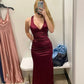 Simple Burgundy V Neck Long Party Dress Formal Prom Dress      fg6917