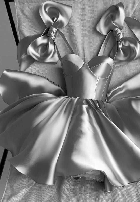 White Pleated Short Homecoming Dress Pure Color Party Dress With Long Sleeves Y353 main image 1