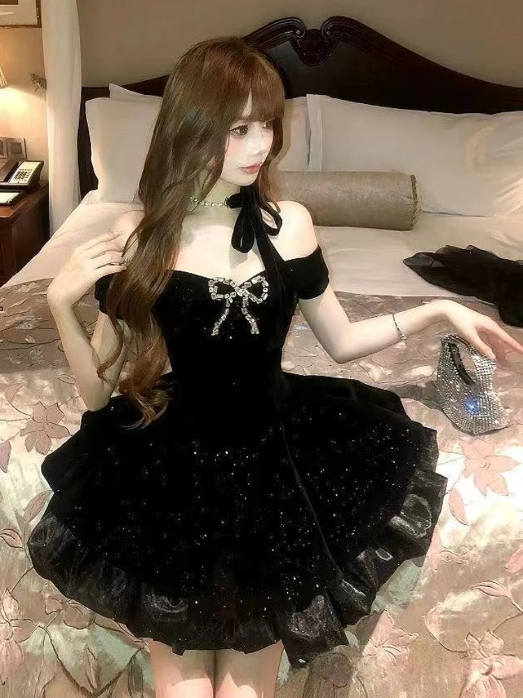 Black Off Shoulder Homecoming Dress Short Party Dress    fg7701