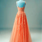 Elegant A-line Prom Dresses V Neck Lace Embroidery Sage Dress     fg3364