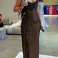 One Shoulder Long Prom Dress Evening Party Dresses With Slit  fg7653