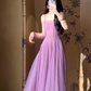 A Line Purple Tulle Long Prom Dress Sexy Evening Dresses   fg7659