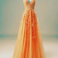 Elegant A-line Prom Dresses V Neck Lace Embroidery Sage Dress     fg3364