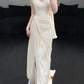 Strapless Pleat Long Wedding Dress Evening Party Dresses    fg7706