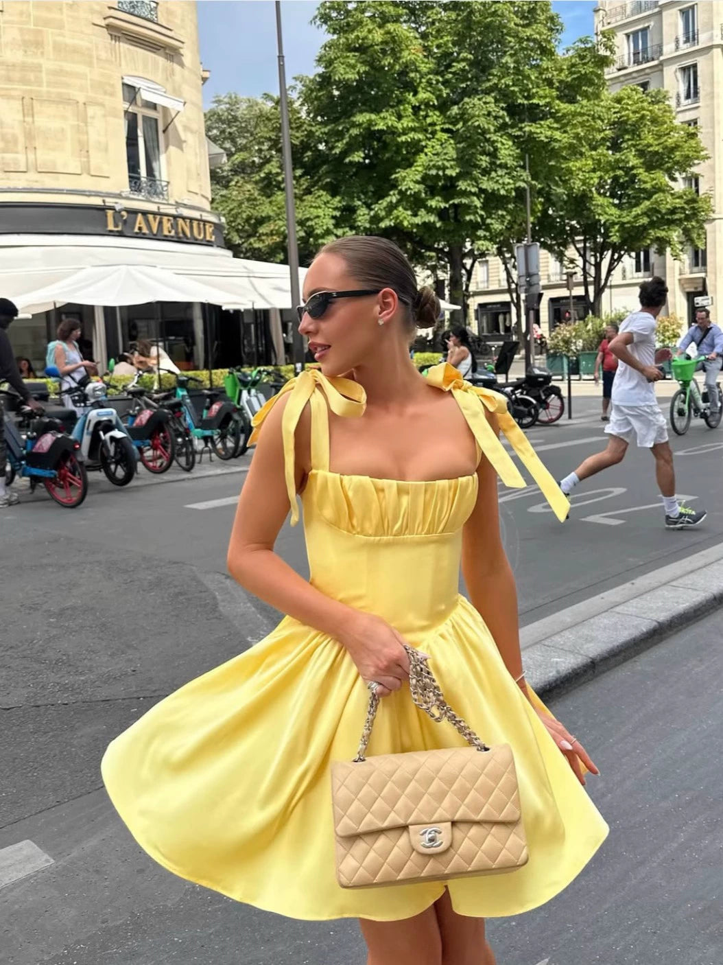 yellow bow dress sophielouisesdiary on LTK Pair it with your favorite sandals for a casual look or dress it up with heels and accessories for a more polished ensemble Take a Bow Mini Dress