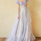 Off Shoulder Sequin Tulle Long Prom Dress, Formal Evening Dresses         fg4970